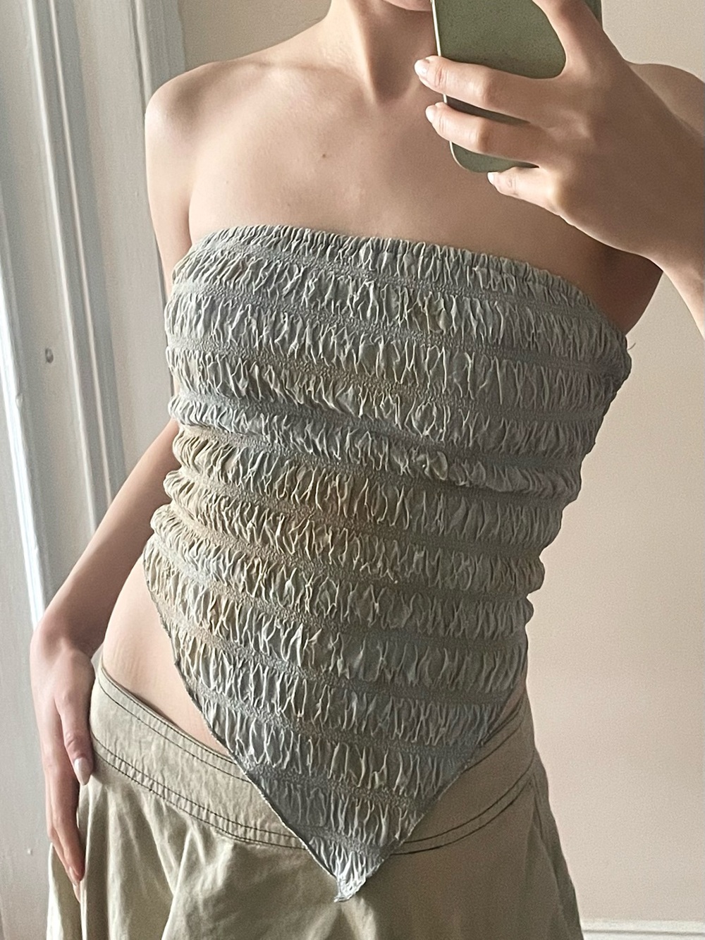 Ruched Smocked Textured Asymmetrical Fairycore Tube Top
